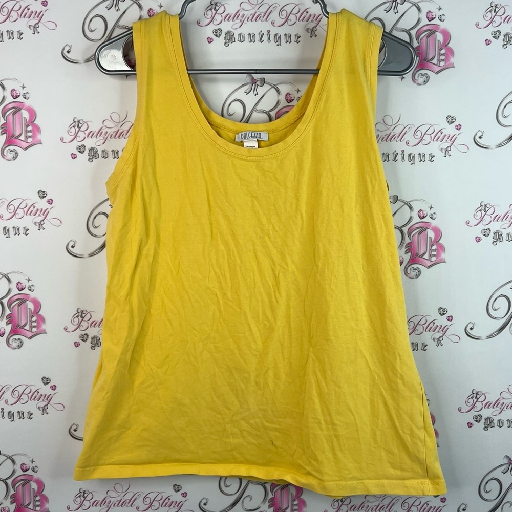 Dolcezza shirt vintage bright Vibrant Yellow Tank Top camisole cami basic